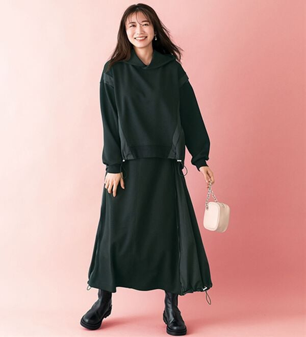 BELLUNA（ベルーナ）の「【ＳＭＡＲＴ　ＥＣＯ　ＪＥＲＳＥＹ】異素材切替フーディープルオーバー（カットソー）」｜詳細画像