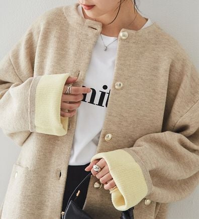 RANAN（ラナン）の「裏配色ゴールド調ボタンニットコーディガン（ニットカーディガン）」