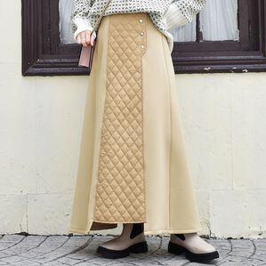 RANAN（ラナン）の「中わたキルト使いスカート（ロングスカート）」｜詳細画像