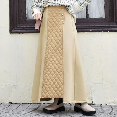 RANAN（ラナン）の「中わたキルト使いスカート（ロングスカート）」