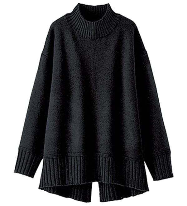 BELLUNA（ベルーナ）の「洗える！バックスリットデザインニット（ニット・セーター）」｜黒