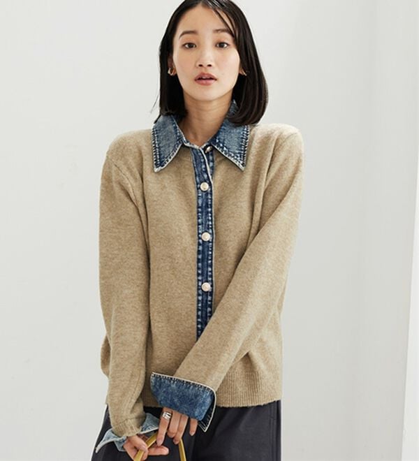 BELLUNA（ベルーナ）の「デニム&times;ニット切替ジャケット（その他ジャケット）」｜詳細画像