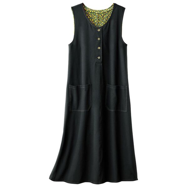 ルフラン（ルフラン）の「後ろも素敵なウール調ジャンスカ（ジャンパースカート）」｜黒