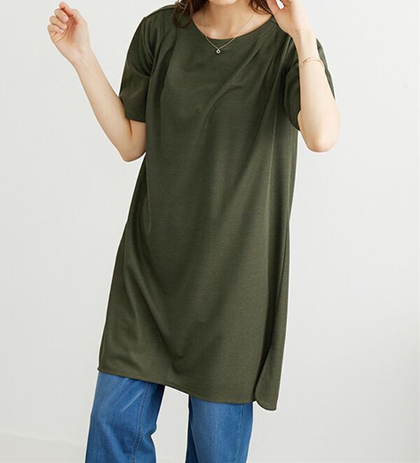 BELLUNA（ベルーナ）の「かのこ素材肩タックデザインワンピース（チュニック）」｜詳細画像