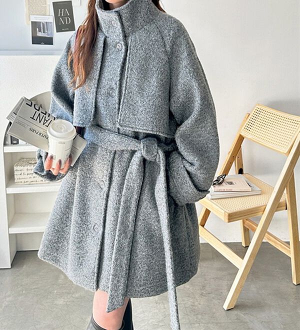 GeeRA（ジーラ）の「リングウールライクスタンドカラーコート（ハーフコート）」｜詳細画像