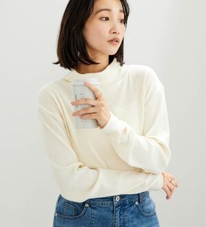 BELLUNA（ベルーナ）の「まるでニット！サラッと軽いリブハイネックプルオーバー（カットソー）」｜アイボリー