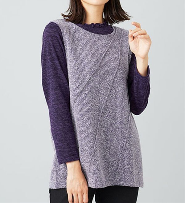 BELLUNA（ベルーナ）の「ブークレ素材タックデザインアンサンブル（アンサンブル）」｜詳細画像