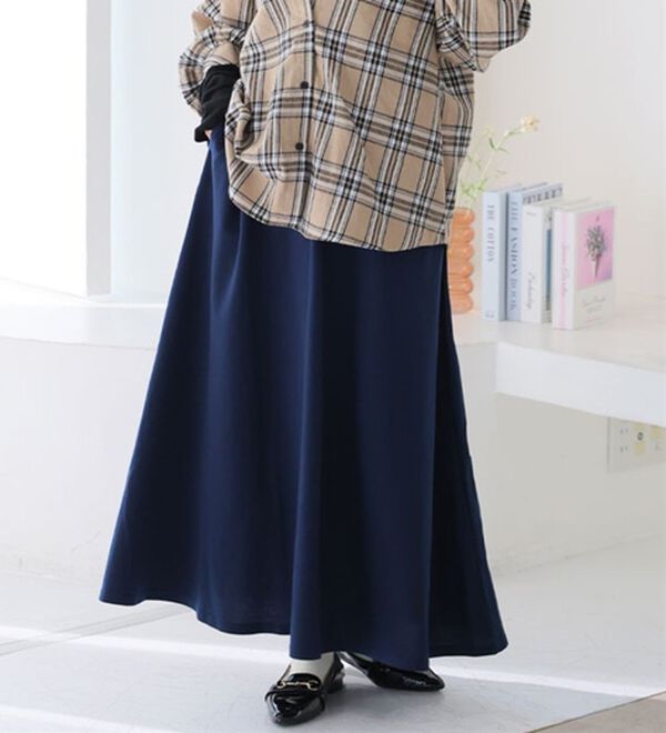 A HAPPY MARILYN（アハッピーマリリン）の「【Ｌ～８Ｌ】選べる身長別＆デザイン　ゆるっと楽ちん　ミニ裏毛　フレアスカート＆ワイドパンツ（ワイドパンツ・ガウチョ）」｜スカート／ネイビー