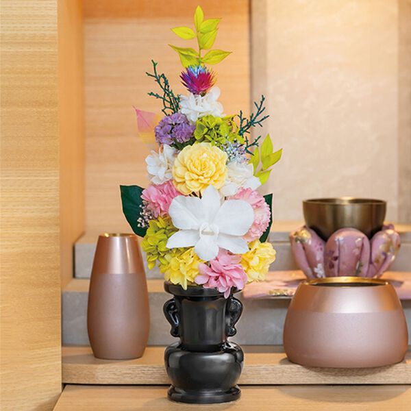 「虹色のお供え用プリザーブドフラワー　千鶴（仏壇・仏具）」｜詳細画像