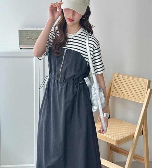 GeeRA（ジーラ）の「ハーフジップビスチェドッキングワンピース（その他ワンピース）」｜詳細画像