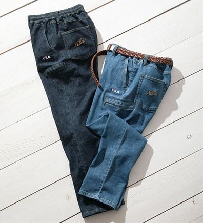 「【２本組】＜フィラ＞サラッと綿麻入りデニム（メンズデニムパンツ）」