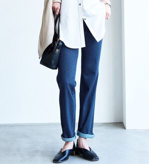 BELLUNA（ベルーナ）の「ヒンヤリ快適！接触冷感ニットデニムパンツ（フルレングスパンツ）」｜詳細画像