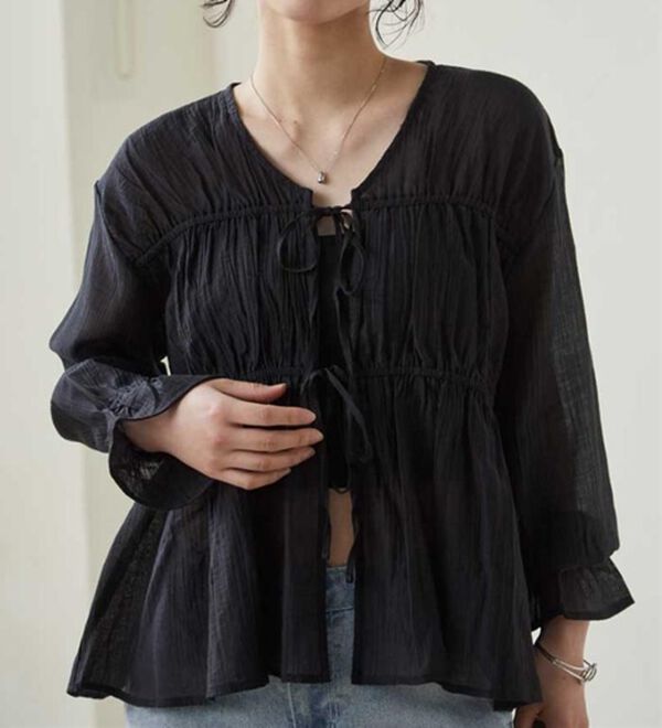 RANAN（ラナン）の「リボンドロストブラウス（ブラウス）」｜詳細画像