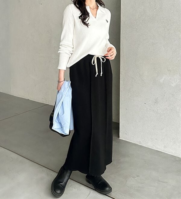 GeeRA（ジーラ）の「すっきり見え！フロントラインスウェットナロースカート（ロングスカート）」｜詳細画像