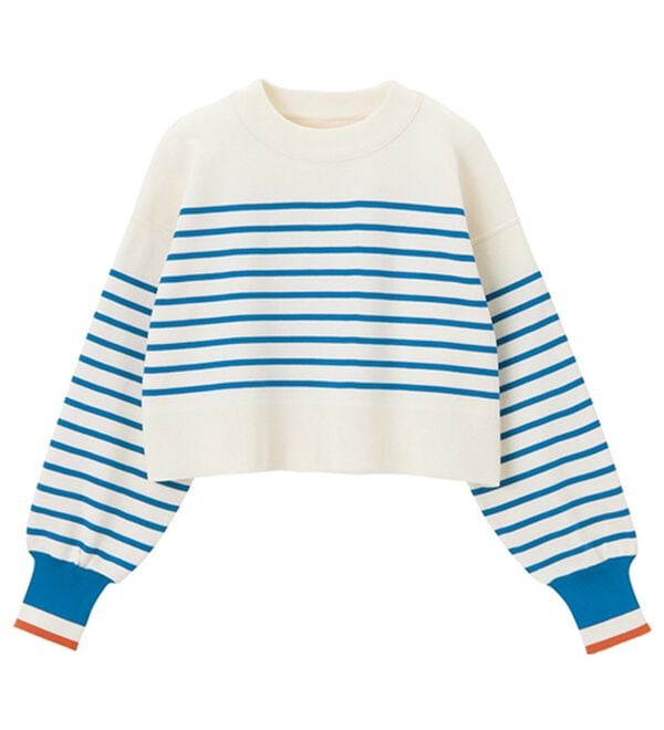 GeeRA（ジーラ）の「さらっと素材パネルボーダーショートニット（ニット・セーター）」｜詳細画像