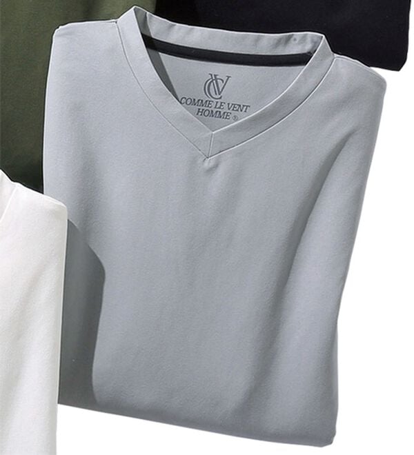 「＜コムルヴァン・オム＞ジャケットイン対応きれいめＴシャツ（メンズＴシャツ）」｜ライトグレー