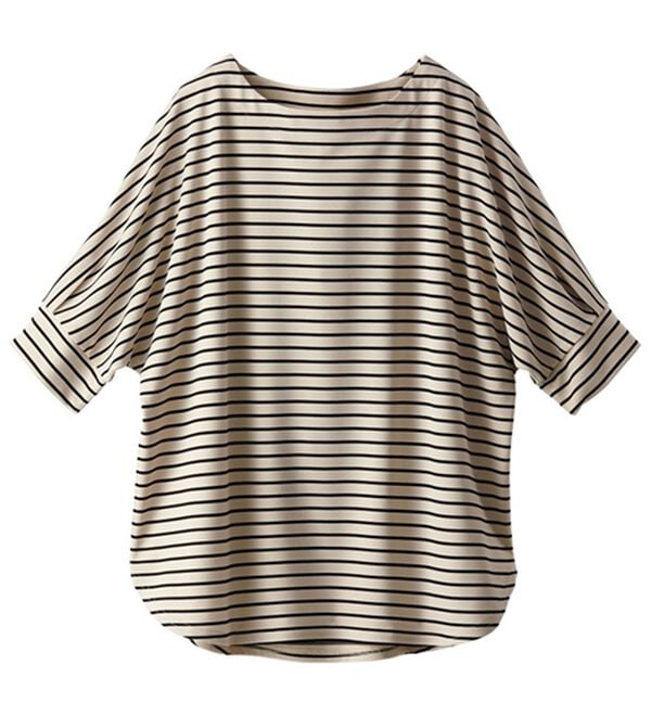 BELLUNA（ベルーナ）の「リップル素材ゆったりボーダープルオーバー（カットソー）」｜詳細画像