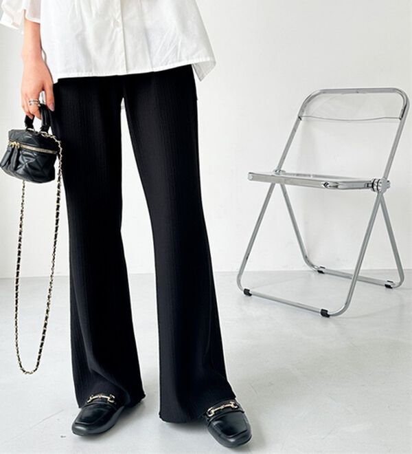 GeeRA（ジーラ）の「セルフカット美脚魅せセミフレアパンツ（フルレングスパンツ）」｜詳細画像