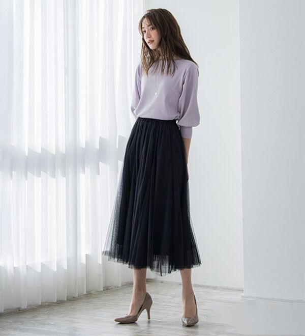 Pierrot（ピエロ）の「【選べるネック】シルクタッチバルーンニット（ニット・セーター）」｜詳細画像