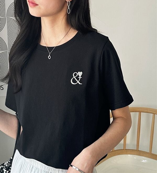 GeeRA（ジーラ）の「アンドハート刺しゅうＴシャツ（Tシャツ）」｜詳細画像