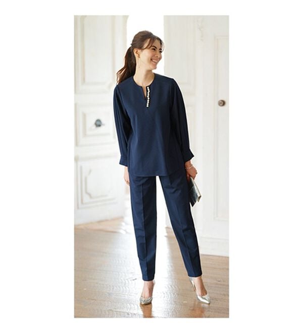 BELLUNA（ベルーナ）の「快適ストレッチ！パール調デザインセットアップ（セットアップ）」｜詳細画像