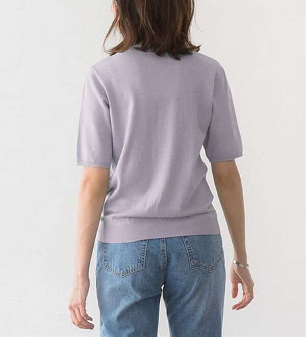 Pierrot（ピエロ）の「【洗濯機で洗える】【ＵＶカット】シルクタッチ半袖ニット（ニット・セーター）」｜詳細画像