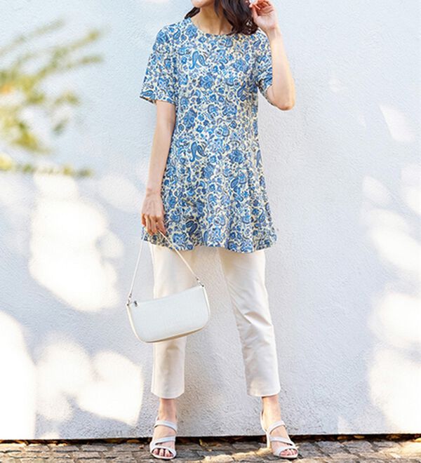 BELLUNA（ベルーナ）の「【接触冷感】フレアーシルエットプリントチュニック（チュニック）」｜詳細画像