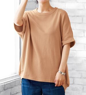 BELLUNA（ベルーナ）の「ヒンヤリ！ワッフル素材ゆったりプルオーバー（カットソー）」｜詳細画像