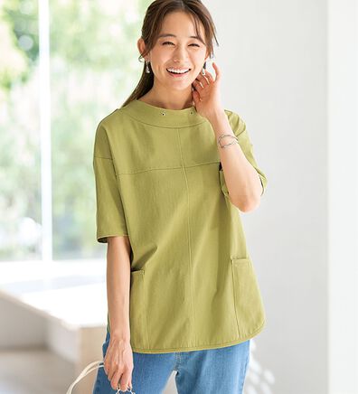 BELLUNA（ベルーナ）の「抗菌防臭綿１００％切替デザインプルオーバー（カットソー）」