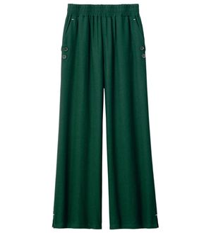 ルフラン（ルフラン）の「アイロンいらずの軽快パンツ（ワイドパンツ・ガウチョ）」｜グリーン