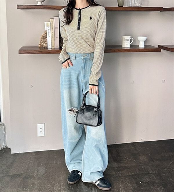 GeeRA（ジーラ）の「【U.S.POLOASSN】ワッフルヘンリーネックカットソー（カットソー）」｜詳細画像