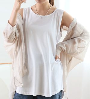 A HAPPY MARILYN（アハッピーマリリン）の「【Ｌ～８Ｌ】ＵＳＡコットン１００％タンクトップ（タンクトップ・キャミソール）」｜オフホワイト