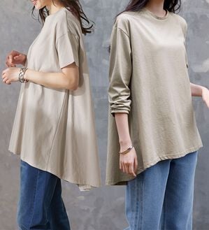 RANAN（ラナン）の「＜ＢＣ＞綿１００％ひんやりフレアーシルエットチュニック（カットソー）」｜詳細画像