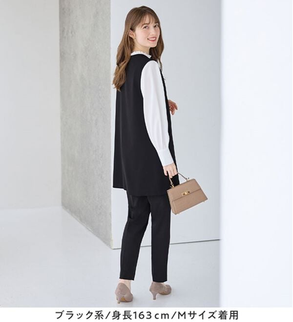 alotta（アロッタ）の「【ブラウス付き３点セット】洗える！美ラインジレセットスーツ（パンツスーツ）」｜詳細画像