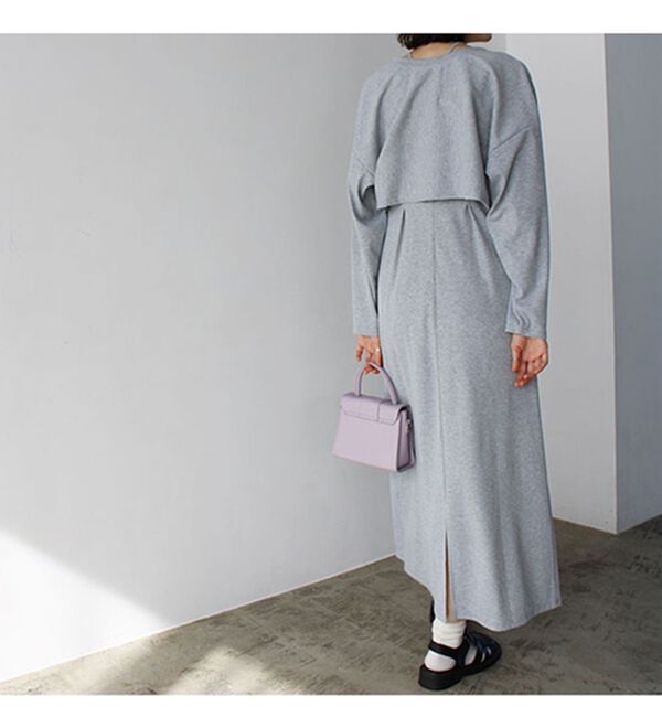 GeeRA（ジーラ）の「ミックス見えリブ素材ワンピ＆カーディガン（アンサンブル）」｜詳細画像