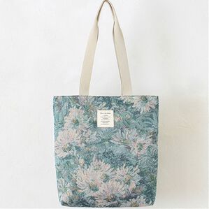 iellio（イエリオ）の「彩り美ジャカードＡ４トート＜トートバッグ・バッグ・Ａ４サイズ対応＞（トートバッグ）」｜水彩フラワー（ブルー）