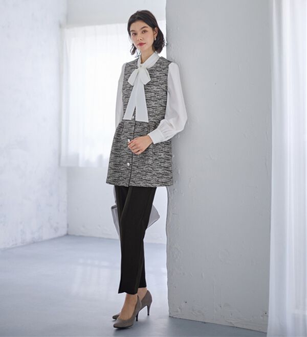 GeeRA（ジーラ）の「入学・卒業にも！華やかニットツイードペプラムジレベスト（ベスト）」｜詳細画像