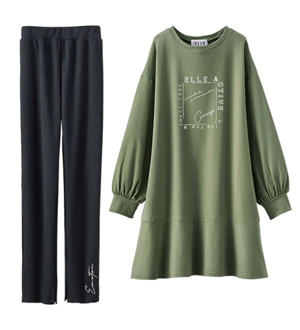 BELLUNA（ベルーナ）の「＜ＥＬＬＥ　Ａｃｔｉｖｅ＞なめらか裏起毛セットアップ（セットアップ）」｜詳細画像