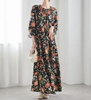 RANAN（ラナン）の「レトロフラワーティアードワンピ（その他ワンピース）」｜ブラック系