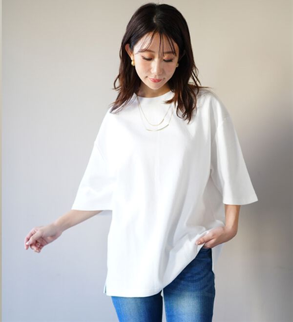 A HAPPY MARILYN（アハッピーマリリン）の「【Ｍ～８Ｌ】名品！「３つのシルエット」と「長袖／半袖」から選べる 綿混 ベーシック Ｔシャツ（Tシャツ）」｜詳細画像