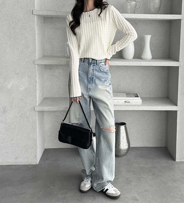 GeeRA（ジーラ）の「表面感配色メローカットソー（カットソー）」｜詳細画像