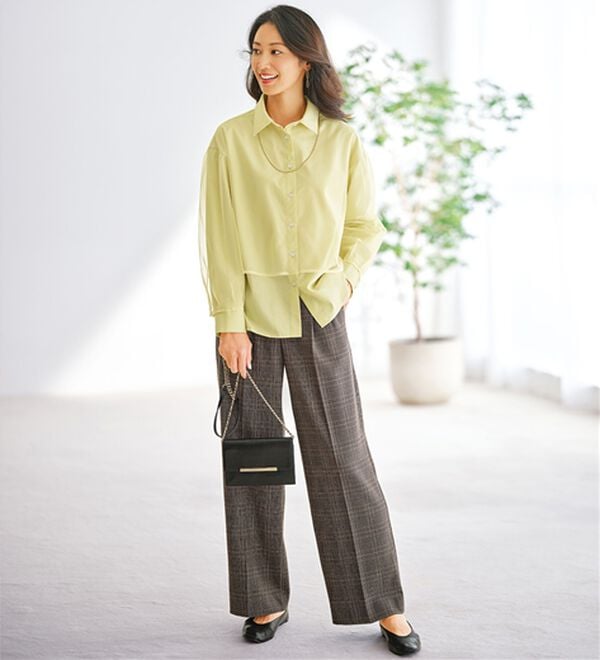 BELLUNA（ベルーナ）の「サマ見えウール調ボタン使いワイドパンツ（ワイドパンツ・ガウチョ）」｜詳細画像