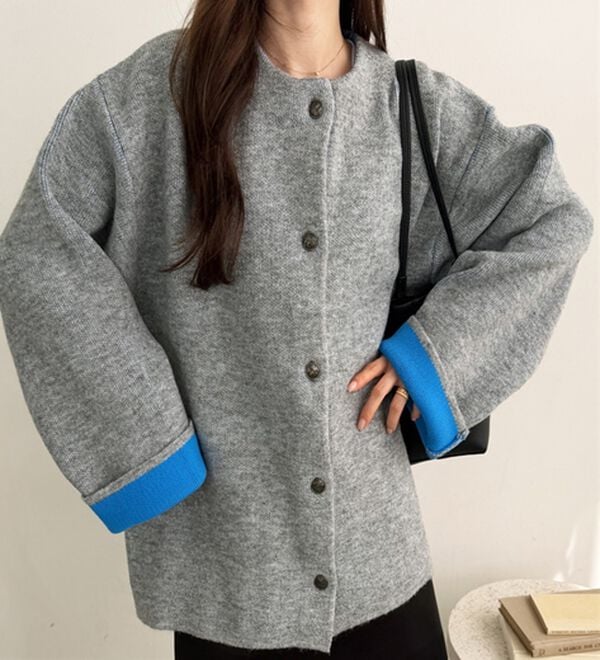 GeeRA（ジーラ）の「配色ニットカーディガン（ニットカーディガン）」｜詳細画像
