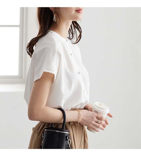 GeeRA（ジーラ）の「綿タッチフレンチスリーブブラウス（ブラウス）」｜詳細画像