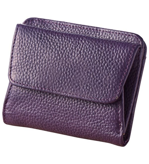 「牛革コンパクト財布（財布・パスケース）」｜パープル