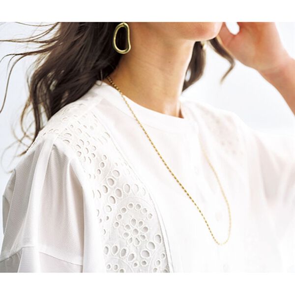 BELLUNA（ベルーナ）の「サッカー素材レース切替ドルマンチュニック（チュニック）」｜詳細画像