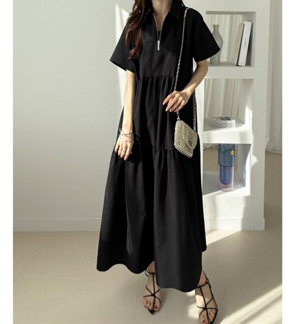 GeeRA（ジーラ）の「サッカーティアードハーフジップワンピース（その他ワンピース）」｜詳細画像