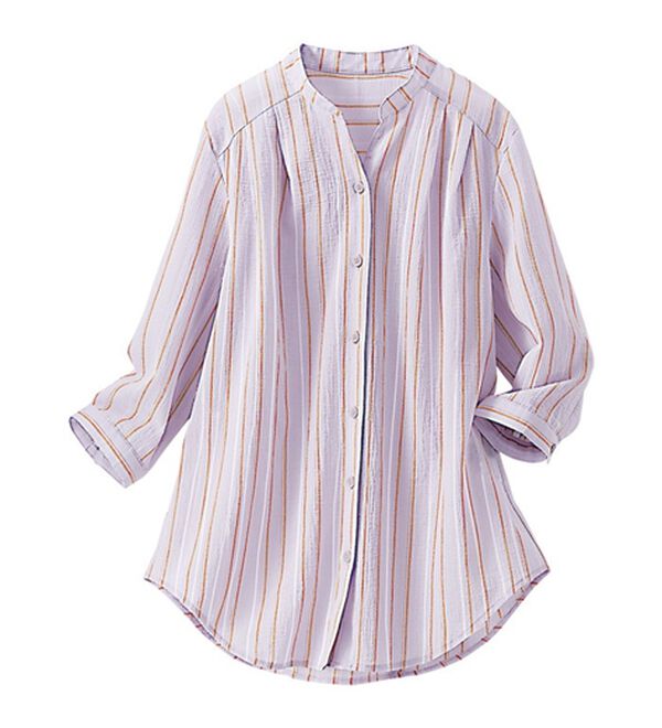 BELLUNA（ベルーナ）の「ストライプ柄スキッパーブラウス（ブラウス）」｜詳細画像