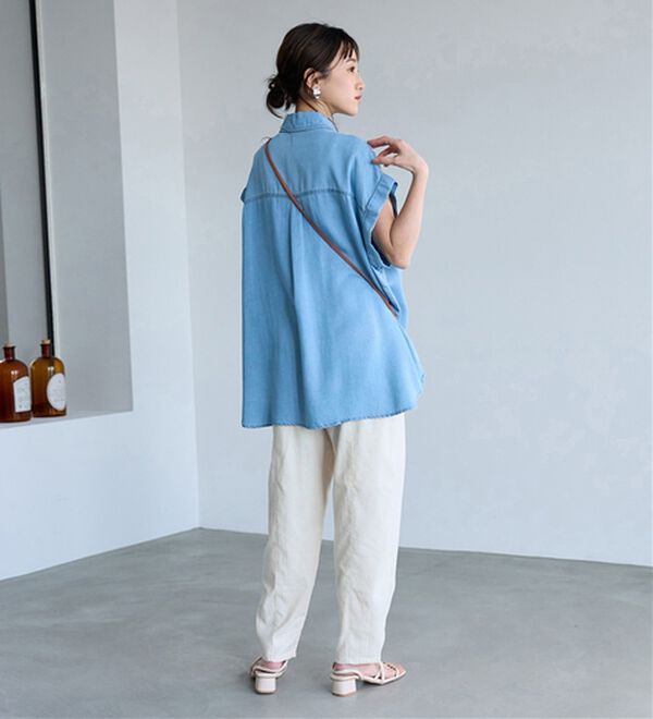 BELLUNA（ベルーナ）の「レーヨン麻入りゆったりワイドパンツ（フルレングスパンツ）」｜詳細画像