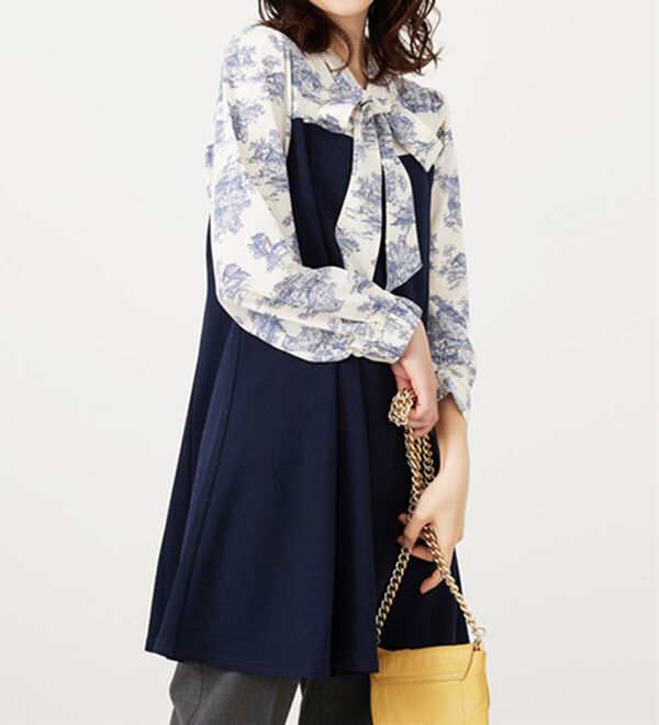 BELLUNA（ベルーナ）の「リボン付ブラウス切替チュニックワンピース（チュニック）」｜詳細画像